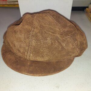 Wilson Leather Hat L/XL Brown Suede Newsboy Cabbie Womens